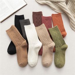 Men's Socks 1 Pair And Women's Autumn Winter Solid Colour Warm Double Needle Cashmere Wool Fashion