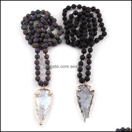 & Pendants Jewellery Chokers Moodpc Mti / Black Lave Stone Long Knotted Glass Arrowhead Pendant Necklaces Drop Delivery 2021 Hf8Ri