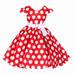 Summer Baby Girl Short Sleeve Bow Princess Dress for Girl Polka Dot Big Bow Party Wedding Dresses Kids Clothes Children Costumes G1129