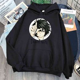 Anime Harajuku Sweatshirts Man Death Note Print Sweatshirt Hooded Cartoon Loose Long Sleeve Fleece Hoodies Mens Clothes Hoody H1227