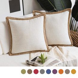 Cushion/Decorative Pillow Junwell 2PC Set Polyester Solid Decorative Textured Linen Embroidery Geometry Sofa Bed Car Use Cushion Home Decor