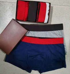 Wholesale Mens designer underwears black boxers Fashion Breathable Boxer Underpants Male sexy Waist Underpant Man Underwear 3Pieces With Box signed jointly