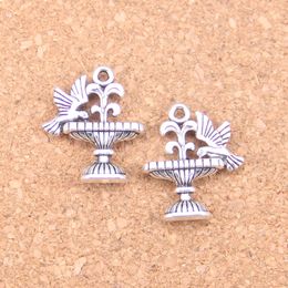 63pcs Antique Silver Bronze Plated parterre bird drinking Charms Pendant DIY Necklace Bracelet Bangle Findings 21*17mm