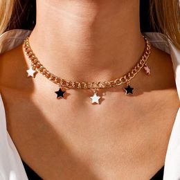 Mixed-Color Star Necklaces For Women Gold Colour Choker Chunky Necklace Glazed Pendant Jewellery Chokers
