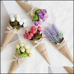 Festive Party Supplies Garden Decorative Flowers & Wreaths 1 Bunches Lifelike Artificial Flower Kraft Paper Wrap Fake Pography Props Home De