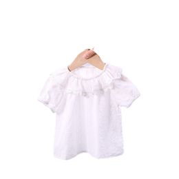 Summer Girls Solid Colour and Simple White for Children Shirt baby girl clothes kids blouse 210515