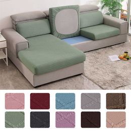 Jacquard Solid Color Sofa Seat Cover Stretch Elastic Cushion Protector Home Furniture Slipcover Couch 210723