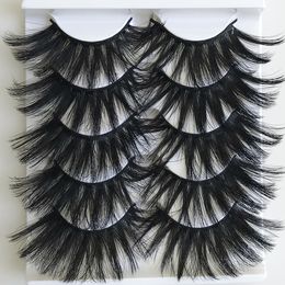 25CM Fluffy Mink Eyelashes 6D Full Eyelash 5 Pairs Eye Handmade Individual False lashes Soft Natural Long Thick Makeup Tools Beauty