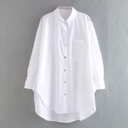 Women Button Decoration White Shirt Femme Long Sleeve Blouse Casual Lady Loose Tops Blusas S8039 210317