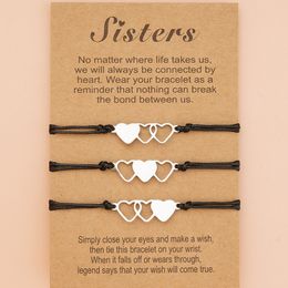 Heart Sisters Chain Bracelet with Card Women Girl Braided Bracelets Gift for Family Fashion Jewellery Accessories
