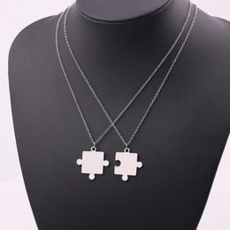 Pendant Necklaces YAZI Two Pieces Gold Silver Color Geometric Puzzle Shape Minimalist For Unisex Birthday Gift Jewelry Party