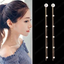 Long Chain Tassel Dangle Drop Earrings For Women Bijoux Trendy Vintage Silver Gold Imitate Pearl Jewelry Brincos Gift