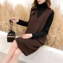 Women Cashmere Knitted Pullovers Vest Long Waistcoat Autumn Winter Sweater Vests Slim Sleeveless Casual Female 210918