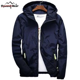 Size 6XL 5XL 7XL 2021 Spring Autumn Young Men Windbreaker Hooded Jacket Slim Thin Clothing Top Quality Waterproof Plus Size K316 X0621