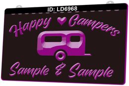 LD6968 Happy Campers Sample 3D Engraving LED Light Sign Wholesale Retail