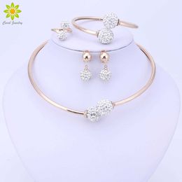 African Beads Jewellery Sets Wedding Accessories Gold Colour Necklace Earrings Bracelet Ring Set For Women H1022