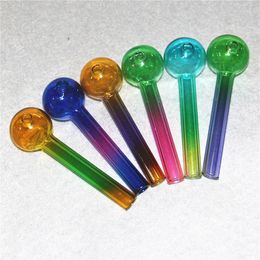 10cm Pyrex Glass Oil Burner Pipe Tobacco Dry Herb Colourful Water HandPipes Smoke Accessories Glass Tube Smoking Pipes