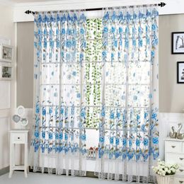 Curtain & Drapes Philtre Daylight Softly Billow Pleasantly Peony Sheer Tulle Window Treatment Voile Drape Valance Blue W30515