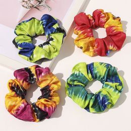 Women Elastic Hair Bands Korean Tie-dye Scrunchie Ponytail Holder Stretchy Rubber Colourful Hair Rope Ties Hair Accessories