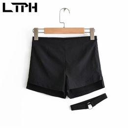 High Waist black stretch Short Pants casual all-match hip-hop Outer leggings Korean Women Shorts spring summer 210427