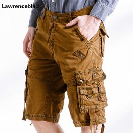 male cargo shorts summer military multi-pocket bermuda masculina casual knee length brand overall big size 787 210714