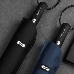 Genuine Brand Large Folding Umbrella Rain 1.2 Metres Business Men Automatic Umbrellas Windproof Male Parasol Dark Blue And Black 210320