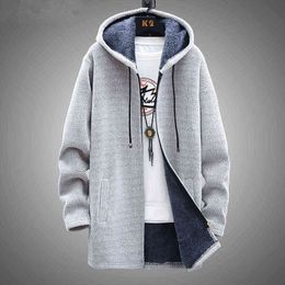 Winter Fleece Cardigan Men Thick Hooded Sweaters Coats Mens Warm Knitted Sweater Jackets Causal Hoodie Cardigan Mens Clothing Y1122
