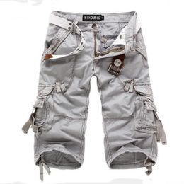 Summer Cargo Shorts Men Casual Workout Military Army Men's Shorts Multi-pockets Calf-length Short Homme Men's Clothing 210324