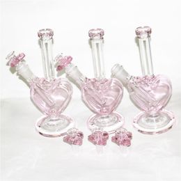 Heart Shape glass bong oil rig water bongs Hookahs female 14mm dab rigs with bowl reclaim catchers quartz bangers