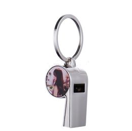 Party Supplies Sublimation Blank Whistle Keychain Favour Zinc Alloy DIY Name Keyring Double-sided Heat Transfer Coating Pendant SN4369