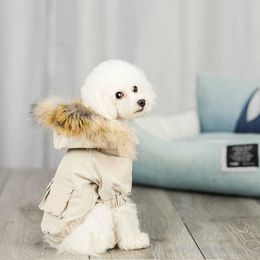 Winter Dog Coat Jacket Fur Collar Pet Clothes For Small Medium Dogs Costume Warm Puppy Outfit Chihuahua Pug Pitbull Clothing 211007