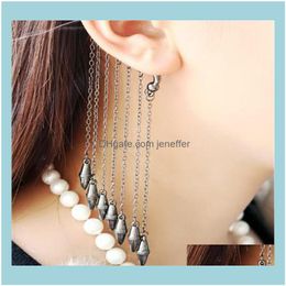 Stud Jewelryfactorytcms Hole Creative Fashion Punk Rivet Long No Ear With Willow Nail Tassel Earrings Drop Delivery 2021 Oiyab