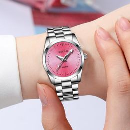 Wristwatches Fashion Women Watch Crystal Stainless Steel Analogue Quartz Wristwatch Bracelet Top Band Luxury Watches Dropship