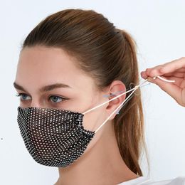 new Fashion Colourful Mesh Masks Bling Diamond Party Mask Rhinestone Grid Net Mask Washable Sexy Hollow Mask For Women Bar Party Decor EWF500