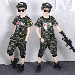 Toddler Short Set Boys Camouflage Kids Sport Suit Sleeve Tshirts and Pants Outfits Summer Children 2 Piece Sets 8 To 12Yrs 210622