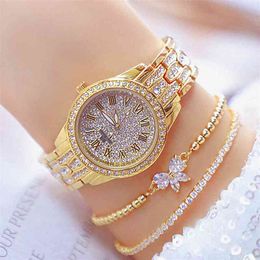 Woman Watches Famous Brand Dress Gold Watches Women With 2 Bracelet Diamond Golden Ladies Wrist Watches Reloj Mujer 210527