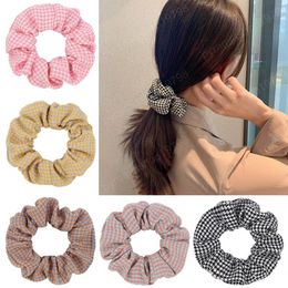 2021 Vintage Houndstooth Scrunchies HairBands For Women Girls Elastic Sweet Headband Ponytail Holder Hair Accessories