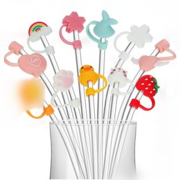 30 Styles Silicone Straw Tips Cover Reusable Drinking Dust Lid Creative Plugs Lids Anti-dust Tip For Diameter 7-8mm Straws