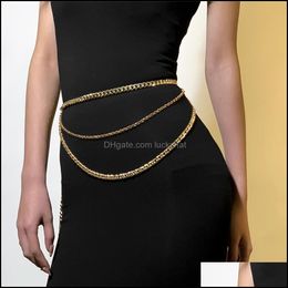 Chains Jewelryfashion Punk Belly Dress Jeans Sexy Simple Mti-Layer Double Buckle For Women Men Tassel Waist Chain Body Jewellery Drop Delivery