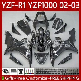 Motorcycle Fairings For YAMAHA YZF R 1 1000 CC YZF-R1 YZFR1 02 03 00 01 Body 90No.61 YZF1000 YZF R1 1000CC 2002 2003 2000 2001 YZF-1000 2000-2003 OEM Gloss black Bodywork