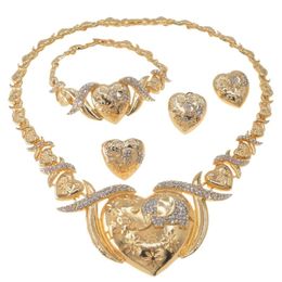 Earrings & Necklace Est Big Love XOXO Jewelry Set Copper Alloy Gold Plated Clothing Lady Dating Party Z0049
