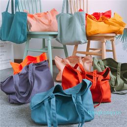 Evening Bags Candy Colors Women's Canvas Bag Large Capacity Woman Tote Shopping Ladies Shopper Shouder Handbags Casual Beach
