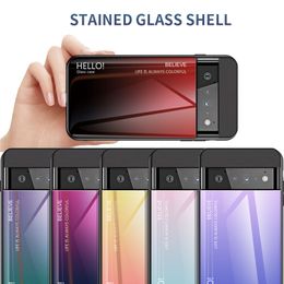 Slim Thin Gradient Colour Tempered Glass Phone Cases For Google Pixel 6 Pro 6A 5A 5 XL 4A 4 XL 3A 3XL 2 X L Soft Edge Conque