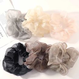 Fashion Oversized Organza Solid Color Hairband Girl Sweet Hair Rubber Band Soft Scrunchies Ornament Hair Rope Accessories