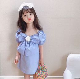 2021 designer baby girls flower pricness dresses summer fashion Kids big butterfly short sleeve party dress sweet children casual clothing S1152