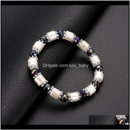 White Stone Magnetic Therapy Slimming Bracelets Fashion Jewelry Hematite Stretch Beaded Bracelet For Women Kam5J Slim Patches Anh0S