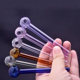 Wholesale 4inch colorful pink purple clear blue green amber Pyrex Glass Oil Burner Pipe colorful quality transparent glass tubes Nail pipe