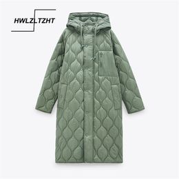 HWLZLTZHT Winter Vintage Women's Parka Warm Jacket Coat Casual Hooded Overcoats Female Loose Long Outwear Windbreaker 211013
