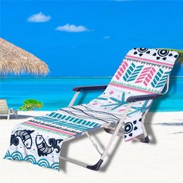 Beach Chair Cover Mandala Pattern Pool Lounge Chaise Towel Sun Lounges Covers with Side Storage Pockets CCD8509