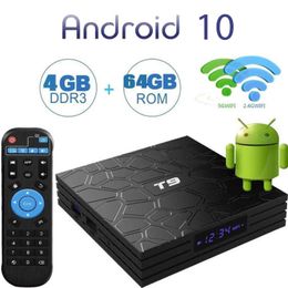 Smart TV Box Android 9.0 T9 4K RK3318 Quad Core 4GB 32G USB3.0 Set Top Boxes 5G Dual WIFI Media Player with LED Display